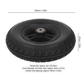 8in Wheelchair Wheel, Front Wheel Replacement for Electric Wheelchairs, Wheelchair Tire PU Anti Skid Explosion Proof Strong