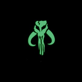 Star Star Inspired Movie Character Space Mandalorian Style 2 Glow in The Dark Sticker Decal for Phone Tablet Laptop Car Truck Window | 2" Sticker | Green