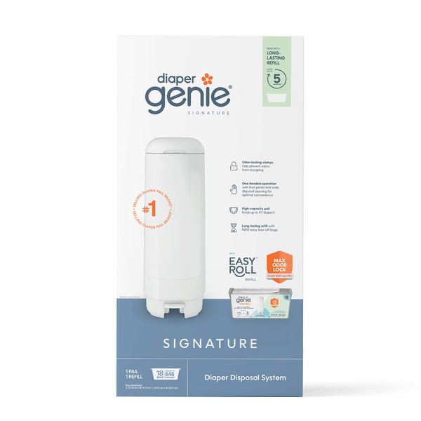 Diaper Genie Signature Pail Includes 1 Easy Roll Refill with