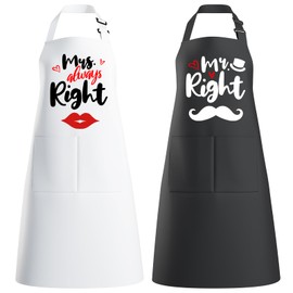 EWIZ Gifts for Couples Aprons Set, 2PCS Engagement Gifts Apron for Women and Man, Mr&Mrs Adjustable Kitchen Cooking Aprons as Valentine’s Day Anniversary Wedding Gift for Couples and Newlyweds