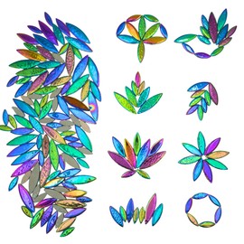 Yuvori 1.1 lbs Ceramic Leaf-Shaped Mosaic Tiles, Mixed Sizes, DIY Decor for Bathrooms, Living Rooms, Kitchens, Gardens (Rainbow)