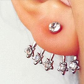 Cybche CZ Star Ear Jacket Earrings Silver Crystal Star Earrings Rhinestone Star Climber Earrings CZ Star Stud Earrings Crystal Front Back EarringsJewelry for Women