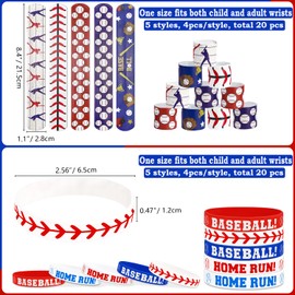 PIXHOTUL 40 Pieces Baseball Party Favors, Baseball Silicone Wristbands Baseball Bracelets for Baseball Game Day Boys Girls Teens Birthday Baseball Theme Party Baseball Team Awards Presents