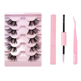 FAIRYGATE Wimpern Halbe Band 5 Paar Künstliche Natürlich Half Lashes Cateye 3D Falsche Leicht Eyelashes Angenehm und Weich für Cosplay Party Festival B5107
