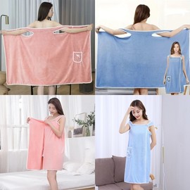 Highly absorbent shower gown, bath towel, wearable towel, beach towel, dress No.02 Bath Towel Shoulder Gown Sky 2ea