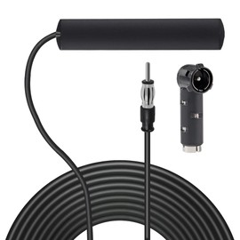 Radio Antenna Car FM Stereo Electronic Universal Booster Antenna DIN Plug Adhesive Patch Hidden Windshield Antenna with DIN Female to ISO Adapter for Vehicle Truck Stereo Receiver Head Unit HD Radio