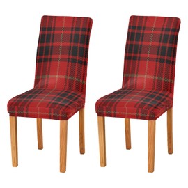 xigua Chair Covers 4 Pack,Dining Chair Slipcover Washable Removable for Kitchen,Hotel,Restaurant,Ceremony Protector-Vintage Red Plaid Classial Buffalo Check Tartan