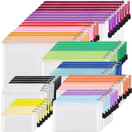 EOOUT 56pcs Mesh Zipper Pouch, Waterproof Zipper Bags, 8 Sizes Plastic Travel Pouch, 18 Colors, Multipurpose for Travel Storage, Office Appliances