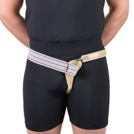 Truform-OTC Hernia Truss, Single Spring, Scrotal Pad Compression, Elastic, Inguinal Support for Men, 44 inch Hip (Right)