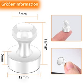 Strong Magnets, Pack of 16 Neodymium Magnets, Extra Strong Mini Magnet for Fridge, Magnetic Board, Cone Magnets, Pegboard, Pin Board, Small Magnet for Whiteboard, Office, Fridge Magnets, White