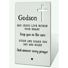 Godson Christening Gifts for Teen Boys Godson Gifts from Godfather Godmother Permanent Baptism Wallet Card Gifts for Godson Confirmation Gifts for Boy Christmas Birthday Gifts for Godson