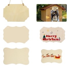 CertBuy 24 Pcs Unfinished Wood Sign Blank Wood Sign with Jute Rope Blank Wood Signs for Hanging Decorations Christmas Painting Writing DIY Crafts 3 Designs 9.25 x 6 Inches