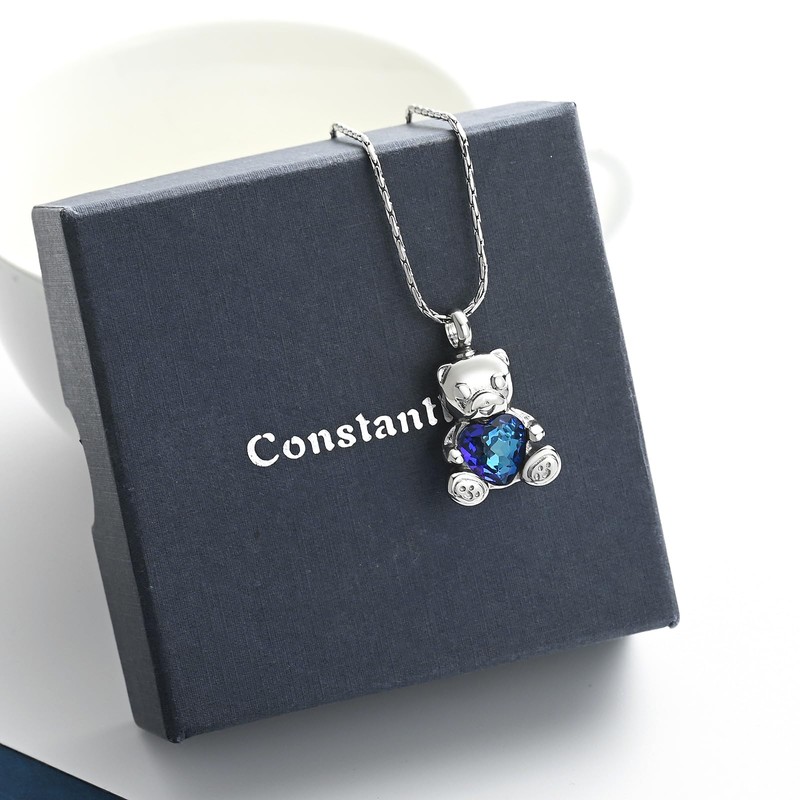 constantlife Teddy Bear Cremation Jewelry Ashes Heart Urn Necklace for