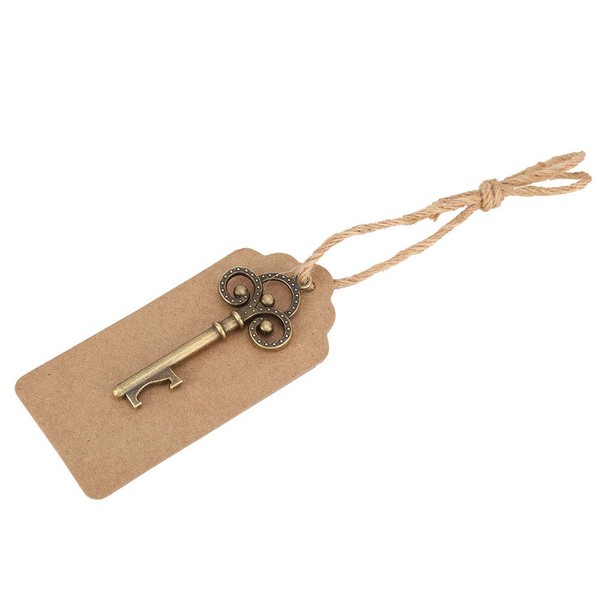 Sturdy and Durable Safe Bottle Opener Bottle Opener with Tag Card for Cafe Wedding Halloween (50pcs + Tags + Hemp Rope)