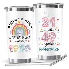 DHQH 70th Birthday Tumbler, 20oz Stainless Steel Insulated Tumbler for Women, Turning 70 Gifts, 1955 Birthday Decorations