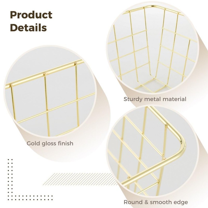 Homaisson 4 PCS Gold Wire Baskets, 10.9'' x 8.6'' x