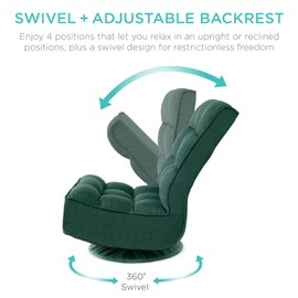 Best Choice Products Reclining Folding Floor Gaming Chair for Home, Office, Lounging, Reading w/ 360-Degree Swivel, 4 Adjustable Positions, Tufted Cushions - Green