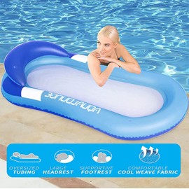 Water Floating Hammock, Inflatable Pool Floats For Adults With Headrest, Multi-Purpose Comfortable Pool Inflatable Bed for Pool, Lake, Outdoor, Beach (Blue)