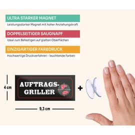 schilderkreis24 Magnet Funny Grill Saying "Auftragsgriller" Decorative Gift Idea Man Woman 9.3 x 4 cm