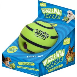 Unbranded Wobble Wag Giggle Dog Interactive Ball Toy Pet Glow Sounds When Rolled Play Fun - Green sounds, 8.8 CM
