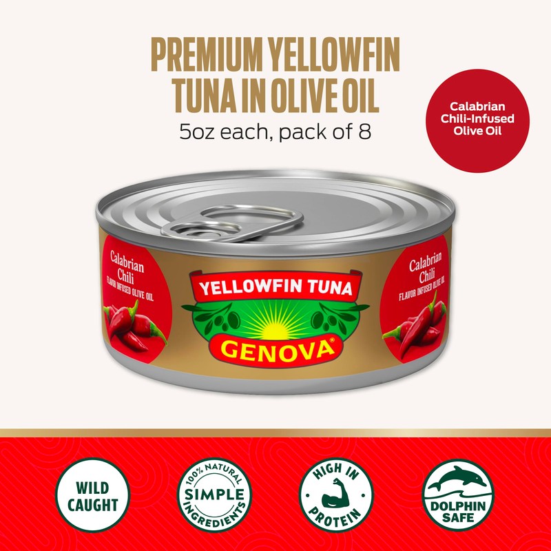Genova Premium Yellowfin Tuna in Calabrian Chili Infused Olive Oil,