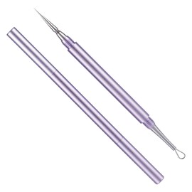 Blackhead Extractor, Metal 2 in 1 Acne Clean Needle Professional Pimple Popper Needle Whitehead Popping Extractor Double-Ended Black Head Remover Comedone Tool for Nose & Face(Purple)