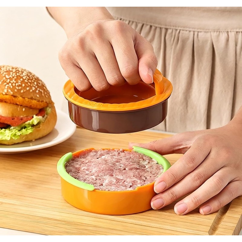 Prensa de Hamburguesas de Plástico, Molde Manual Redondo para Carne