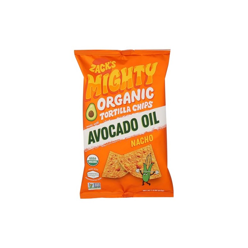 Zack's Mighty Organic Avocado Oil Nacho Tortilla Chips, 7.5 OZ