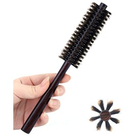 PERFEHAIR Small Round Hair Brush for Thin or Short Hair Mini Round Boar Bristle Beard Brush for Men