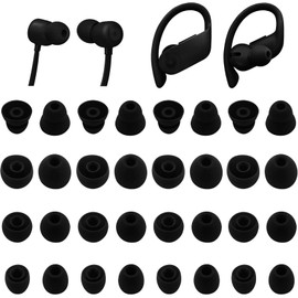 Rqker Eartips Compatible with Beats Flex Powerbeats Pro Earbuds, 16 Pairs S/M/L/D Sizes Soft Silicone Tips Ear Tips Replacement Earbuds Tips, Compatible with Beats Flex PB Pro 16 Pairs Black