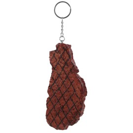 UPKOCH 1:1 Steak Keychain Fake Artificial Steak Key Ring Simulation Food Key Pendant Bag Purse Charms for Bag Purse Backpack Car Birthday Holiday Party Favor, Light Brown, 14.00X7.00X1.50CM
