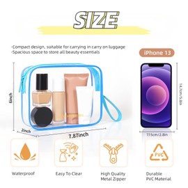 Icramsy Clear Makeup Bag,2 Pack TSA Approved Toiletry Bag Travel Toiletry Bag Hanging Makeup Cosmetic bag for Women Men (Blue)