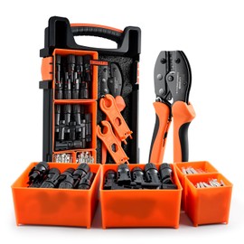 SWANAMB Solar Panel Connector Crimping Tool Kit with 1 Crimper, 15 Pairs Connectors and 1 Spanner Wrench - Essential Tools for Solar Installation Assembly