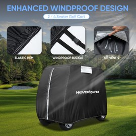 NEVERLAND Golf Cart Cover 4 Passenger - Waterproof Golf Cart Covers - Fits for Yamaha Golf Carts EZ GO Club Car - Outdoor Windproof Sunproof (Light Tan, Fit for 2+2/4 Passenger Cart)