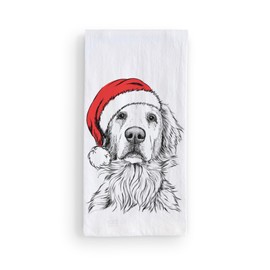 Inkopious Santa Golden Retriever Tea Towel, Dishcloth, Dinner Napkin, Flour Sack Towel, Kitchen Decoration, Set of 1 Décor