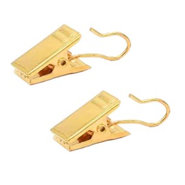 BEELY 40 Pack Metal Curtain Clips Hook Hanging Clamp Hooks for Curtain Photos Home Decoration,Art Craft Display and Outdoor Activities Supplies (Gold)