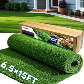 Artificial Grass Turf 6.5x15 FT, 1.38" Thickened Realistic Fake Grass Mat, Indoor/Outdoor Synthetic Lawn with Drainage Holes, UV Resistant Low Maintenance Carpet for Garden, Patio, Pets