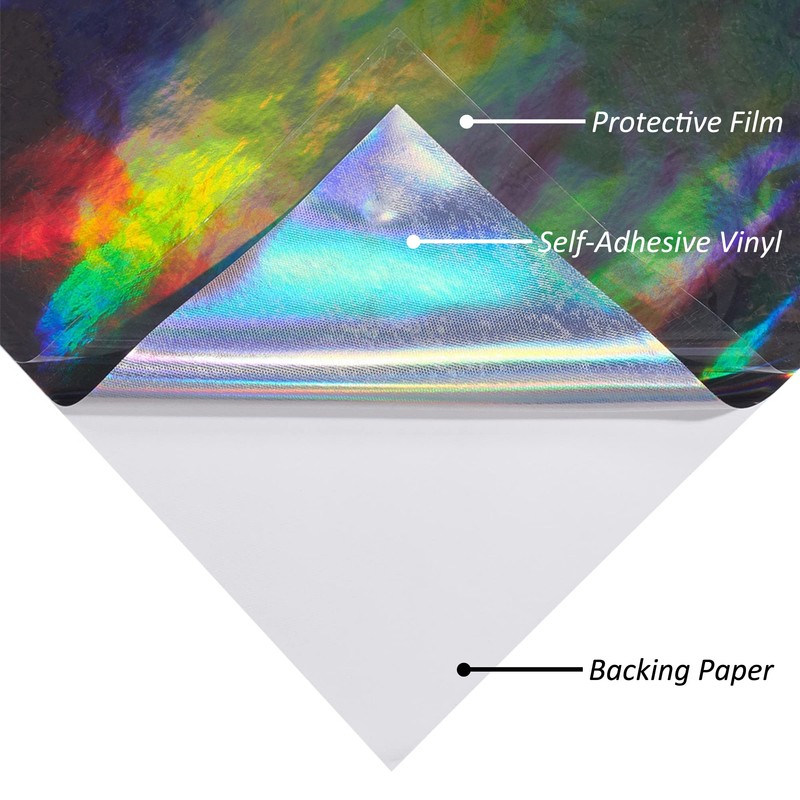 Holographic Laser Black Chrome Vinyl Sheet Car Wrap Film Self