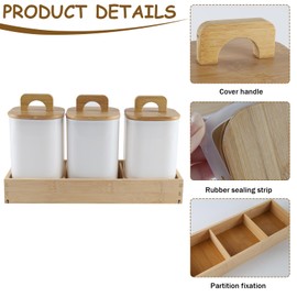 Geyecete dog treat organizer with 3 borosilicate glass Treat Jar with handle & Wooden Pet Treat Container dog treat station dog treat container