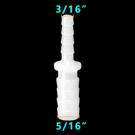 Feelers Plastic Hose Barb Reducer, 5/16" to 3/16" Barb Hose ID, Reducing Barb Brabed Fitting Mender Splicer Union for Coffee Maker and Aquarium Household Transport Fuel/Gas/Liquid/Air (Pack of 5)