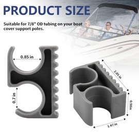 Bimini Top Pole Clips Holder Bimini Top Hardware for 7/8-inch Bimini Top Support Poles, Bimini Pole Clips Bimini Top Clips for Anti Rattle Bimini Brace Security Boat Accessories, 2 Pack (Grey)