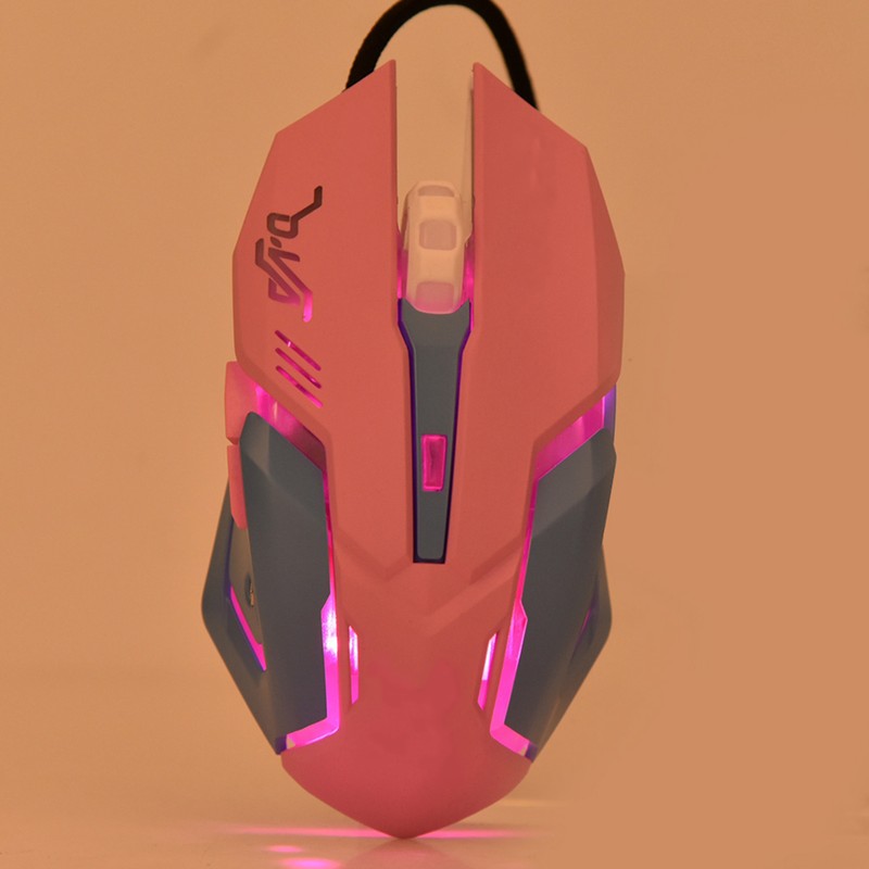 3200DPI High Sensitivity Pink Gaming Mouse Comfortable Grasping Wired Gaming