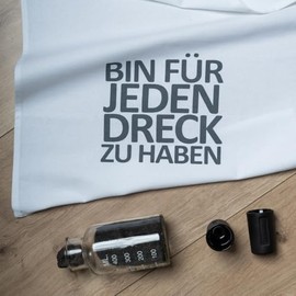 17;30 Tea Towel 100% Cotton Humorous Saying Bin für jeden Dreck zu haben!, Environmentally Friendly, White/Grey, 50 x 70 cm