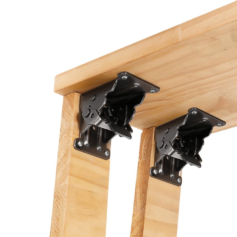 SIMAIYUN 4 Pack Folding Bracket, Black Self Locking Hinges Heavy