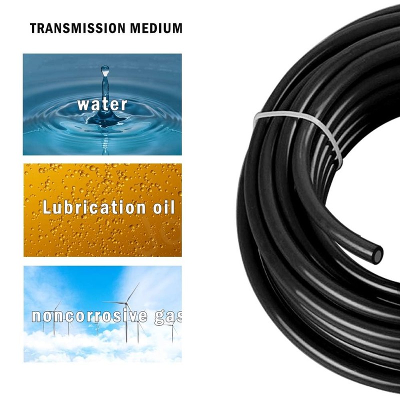Joywayus 1/4" OD 557Ft Black Pneumatic Tubing Pipe PU Air