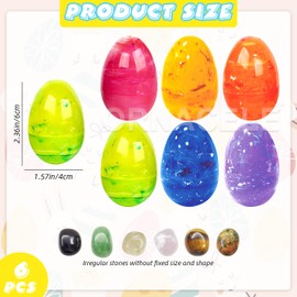 ORNACELE 6PCS Easter Eggs with Crystal Gem Stones for Easter Theme Party Favors, Supplies for Easter Egg Hunt, Basket Stuffers/Fillers, Classroom Prize Supplies Toddler Boys Girls