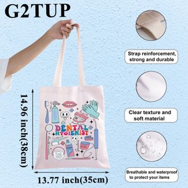 G2TUP Dental Hygienist Canvas Tote Bag Dentist Appreciation Gift Dental Assistant Shoulder Bag Dental Graduation Gifts, Dental Hygienist, Large