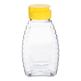 sourcing map 4pcs Plastic Honey Bottles 6oz 180ml Squeeze Honey Jars Bottle Leakproof Honey Dispenser Refillable Honey Containers with Flip Lid for Storing and Dispensing Sauce Syrup