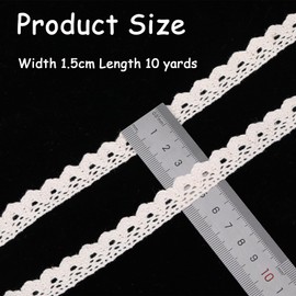 10 Metres Vintage Lace Ribbon Border 1.5 cm Beige Crochet Lace Fabric Lace Trim Made of Cotton Decorative Ribbon for Crafts Scrapbooking Gift Box Wedding Decoration