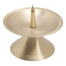 NKlaus disc candlestick Ø9cm brass gold candlestick matt altar candlestick with spike 10717